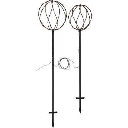 Hagebelysning Soldrevet sett med 2 svarte runde kuler 130/110 cm