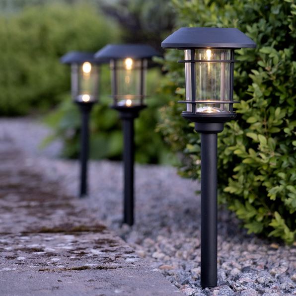 Hagebelysning Soldrevet Solcellepollare Fride 3-pack
