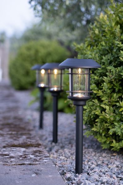 Hagebelysning Soldrevet Solcellepollare Fride 3-pack