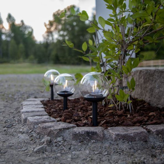 Hagebelysning Soldrevet Solcellepoller Globe 3-pack