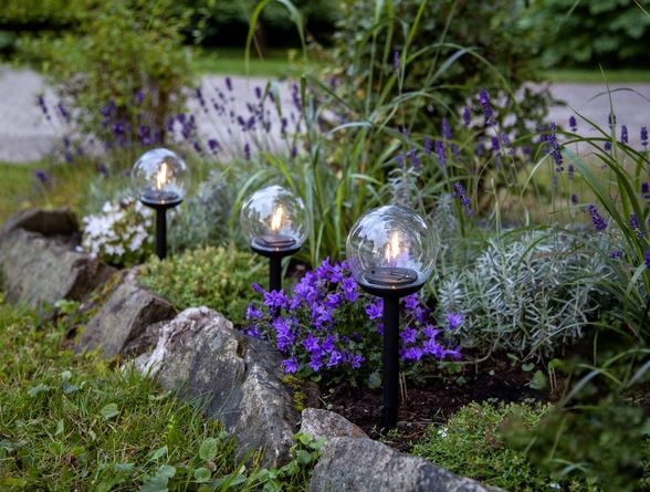 Hagebelysning Soldrevet Solcellepoller Globe 3-pack