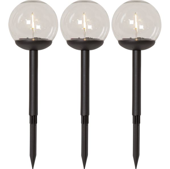 Hagebelysning Soldrevet Solcellepoller Globe 3-pack