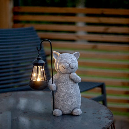 Hagebelysning Soldrevet katt med lykt På lager uke 10