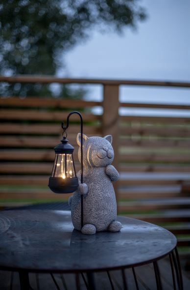 Hagebelysning Soldrevet katt med lykt På lager uke 10