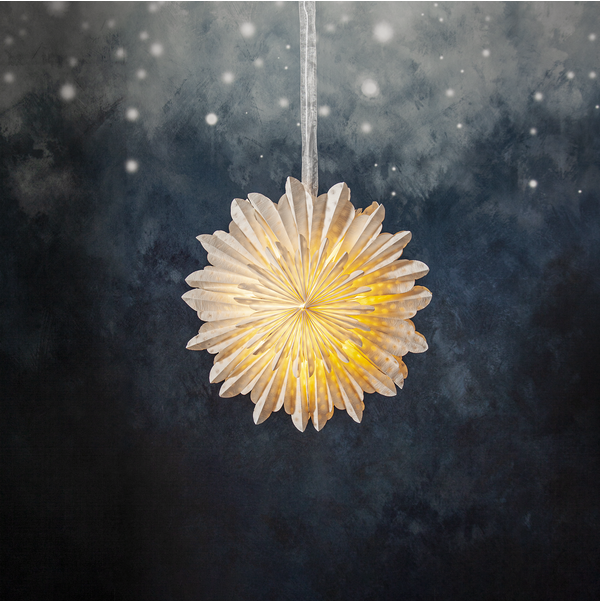 Adventsstjerne Papirstjerne resirkulert bomull 45 cm hvit