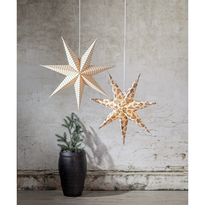 Adventsstjerne Papirstjerne Bomullsstrå og grantrebar 60 cm grønn/beige