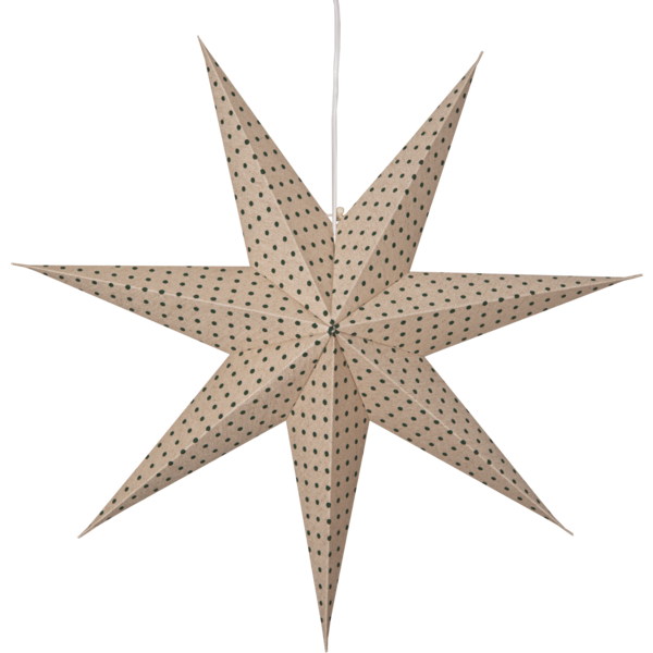 Adventsstjerne Papirstjerne Cotton prikker 60 cm grønn/beige