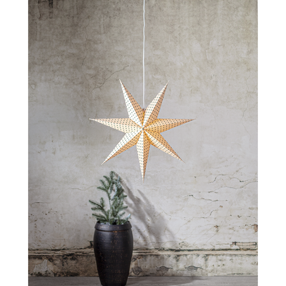 Adventsstjerne Papirstjerne Cotton prikker 60 cm grønn/beige