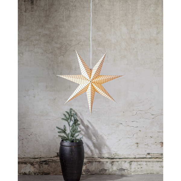 Adventsstjerne Papirstjerne Cotton prikker 60 cm rød/beige