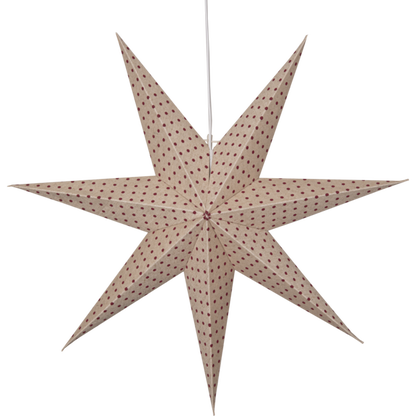Adventsstjerne Papirstjerne Cotton prikker 60 cm rød/beige