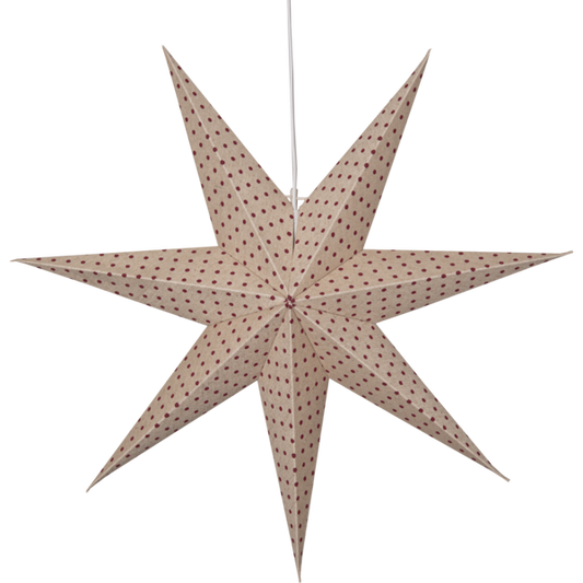 Adventsstjerne Papirstjerne Cotton prikker 60 cm rød/beige