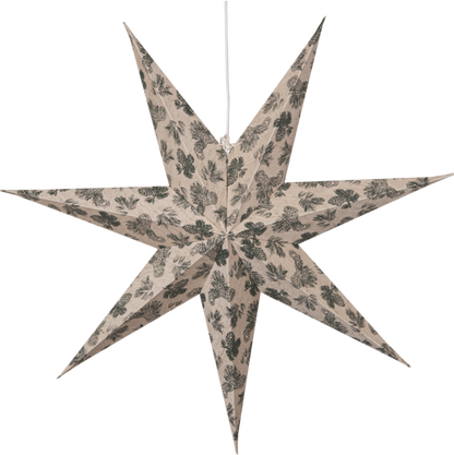 Adventsstjerne Papirstjerne Bomullsstrå og grantrebar 60 cm grønn/beige