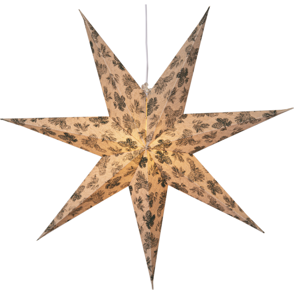 Adventsstjerne Papirstjerne Bomullsstrå og grantrebar 60 cm grønn/beige