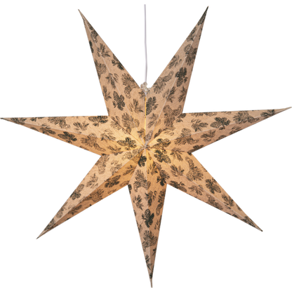 Adventsstjerne Papirstjerne Bomullsstrå og grantrebar 60 cm grønn/beige