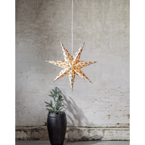 Adventsstjerne Papirstjerne Bomullsstrå og grantrebar 60 cm grønn/beige