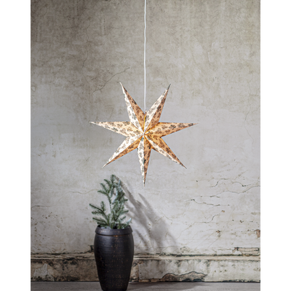 Adventsstjerne Papirstjerne Bomullsstrå og grantrebar 60 cm grønn/beige