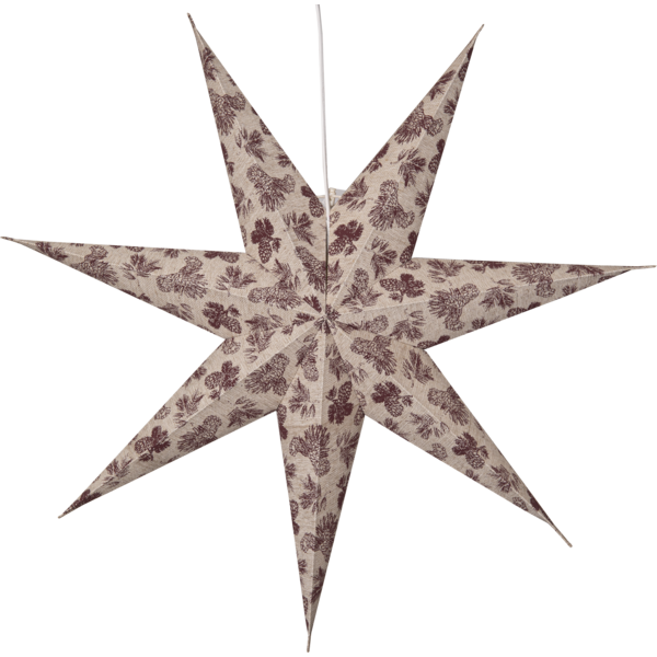 Adventsstjerne Papirstjerne Bomullsstrå og grantrebar 60 cm rød/beige