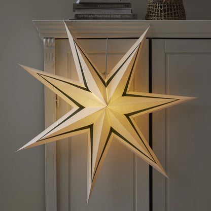 Adventsstjerne med stripe 77 cm Hvit/Grønn