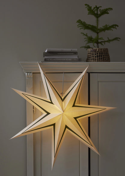 Adventsstjerne med stripe 77 cm Hvit/Grønn