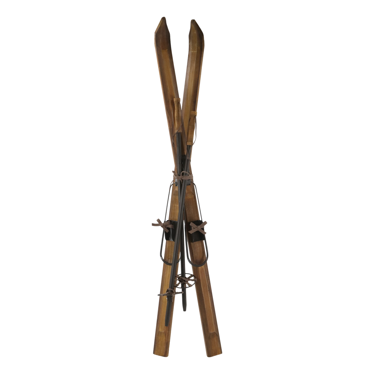 Jul div. Vintage ski med staver til dekorasjon H120/B5,5 cm natur