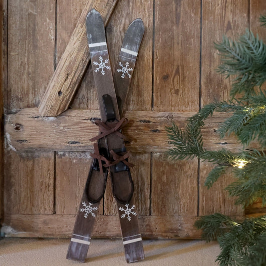 Jul div. Vintage ski med staver til dekorasjon 60 cm