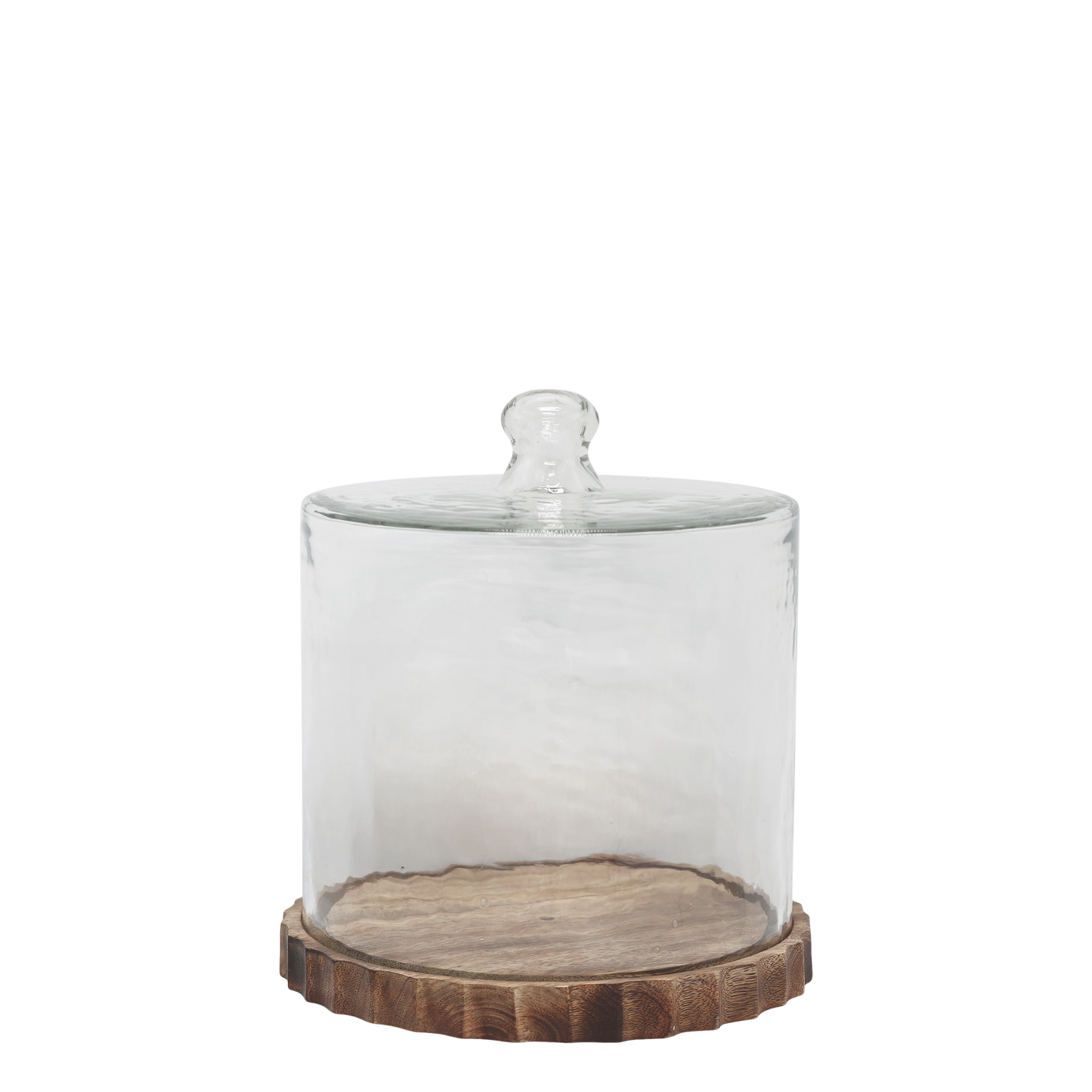 Dekorativt fat med glassklokke H25/Ø22,5 cm
