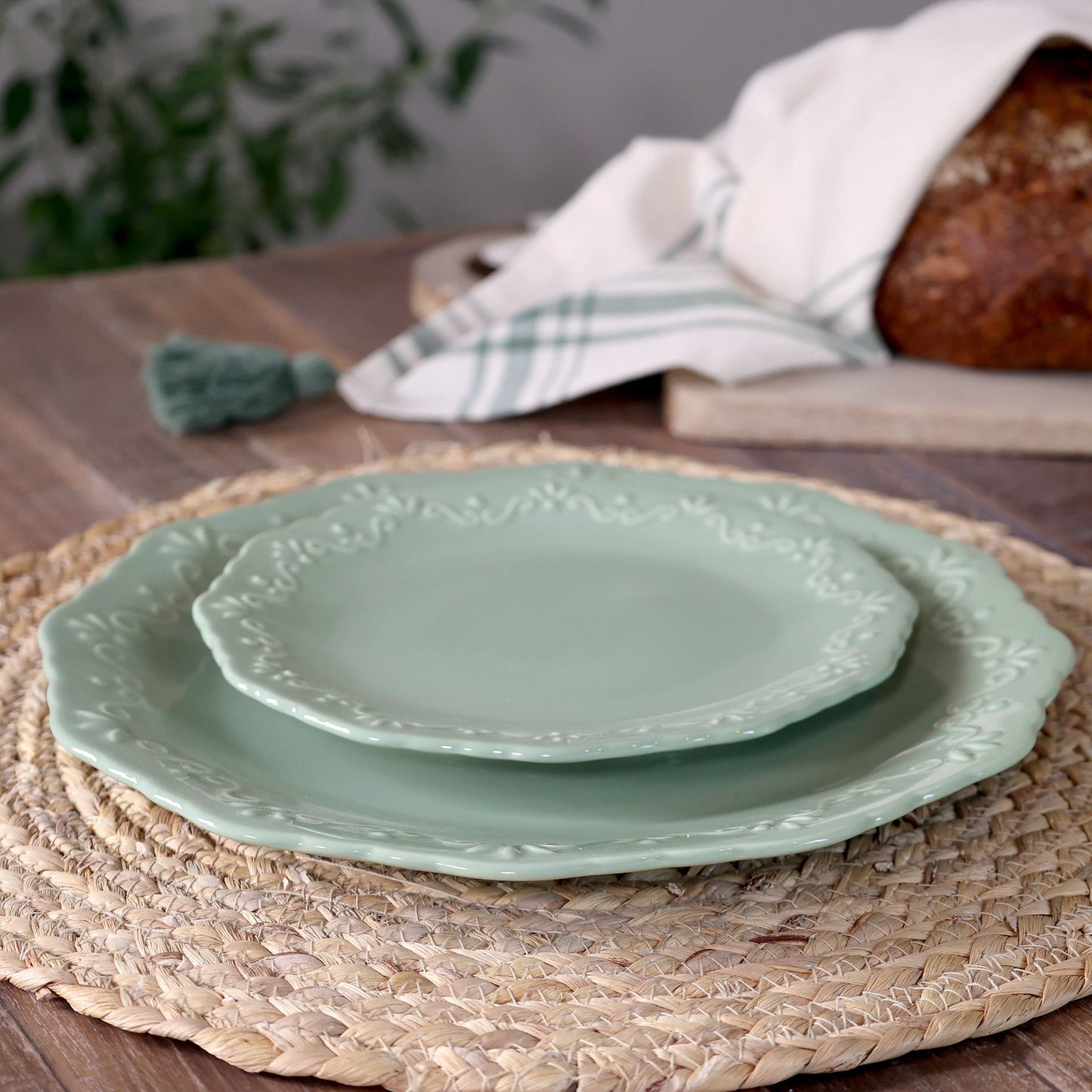 Kjøkkenservise Provence Desserttallerken 4-pakning Ø19 cm Grønn