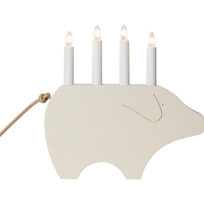 Adventslysestake Julegris 28,5 cm Hvit