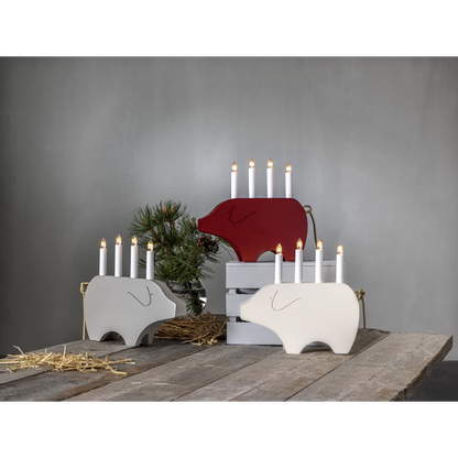 Adventslysestake Julegris 28,5 cm Rød