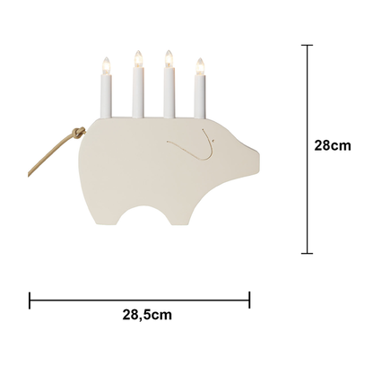 Adventslysestake Julegris 28,5 cm Hvit