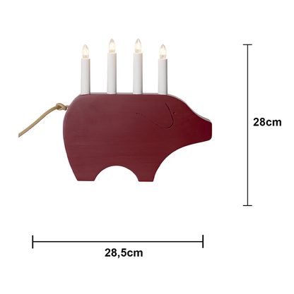 Adventslysestake Julegris 28,5 cm Rød
