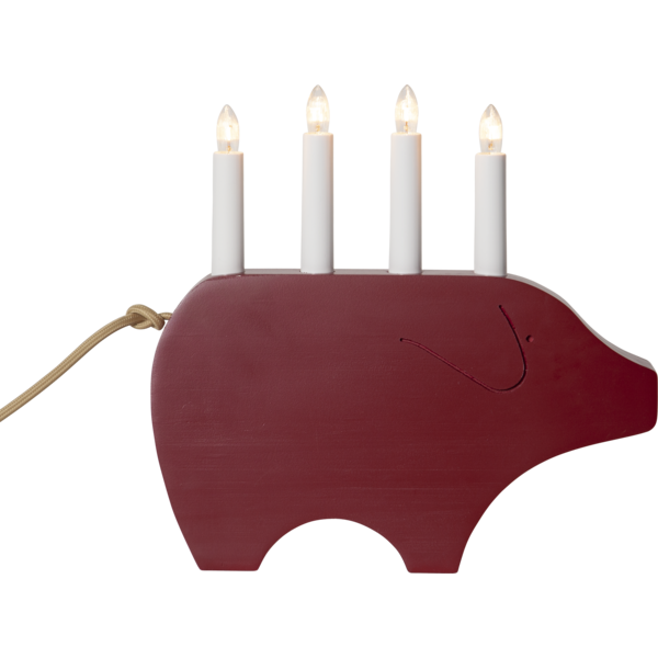 Adventslysestake Julegris 28,5 cm Rød