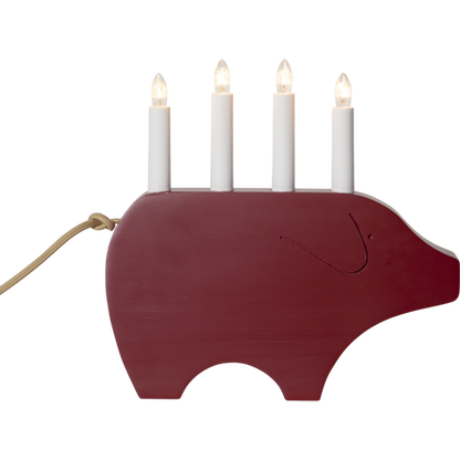 Adventslysestake Julegris 28,5 cm Rød