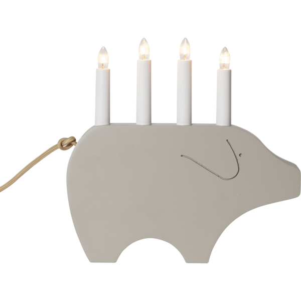 Adventslysestake Julegris 28,5 cm Beige