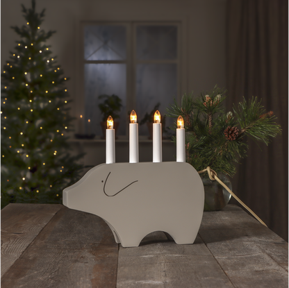 Adventslysestake Julegris 28,5 cm Beige