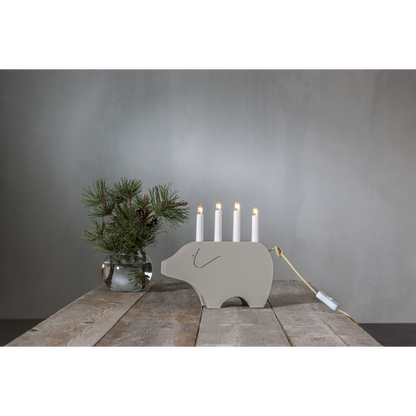 Adventslysestake Julegris 28,5 cm Beige