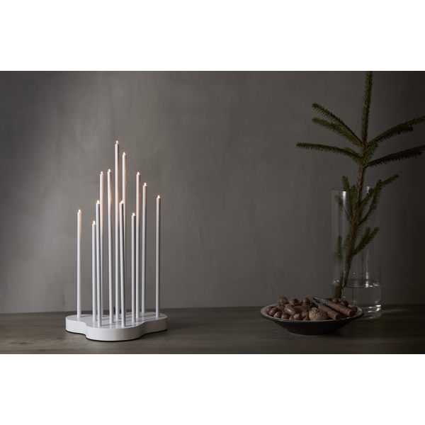 Adventslysestake Buzz 43 cm hvit