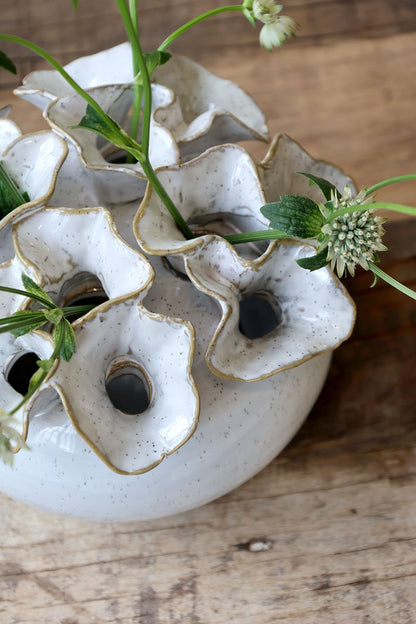 Dekorativ vase med 12 hull til blomster H15/Ø21 cm