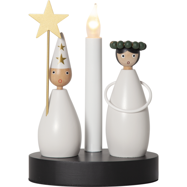 Adventslysestake Lucia og Stjernegutt 16x10x21 cm