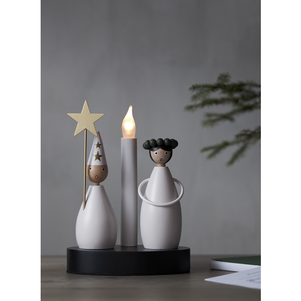 Adventslysestake Lucia og Stjernegutt 16x10x21 cm