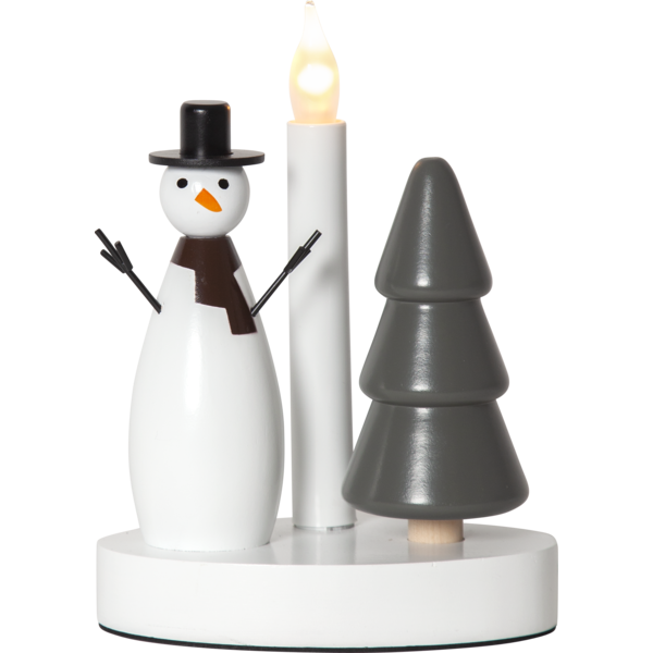 Adventslysestake Snømann og gran 16x10x21 cm