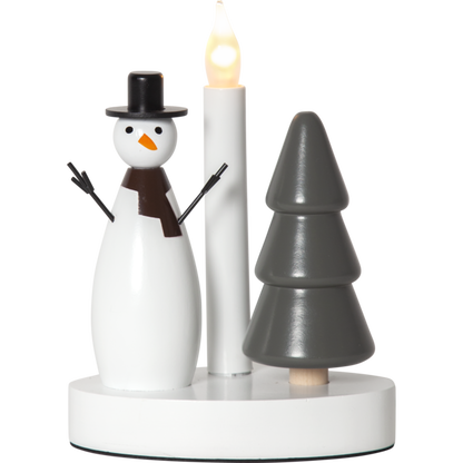 Adventslysestake Snømann og gran 16x10x21 cm