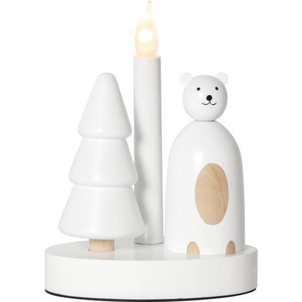 Adventslysestake Isbjørn og gran 16x10x21 cm