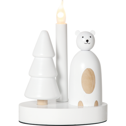 Adventslysestake Isbjørn og gran 16x10x21 cm