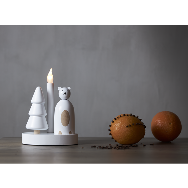 Adventslysestake Isbjørn og gran 16x10x21 cm