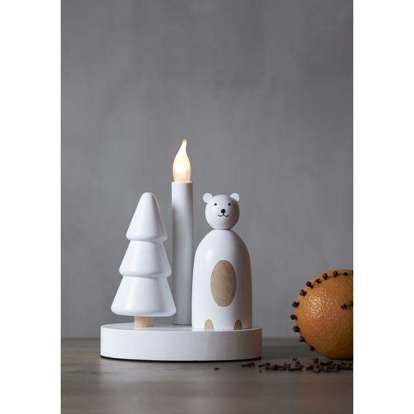 Adventslysestake Isbjørn og gran 16x10x21 cm