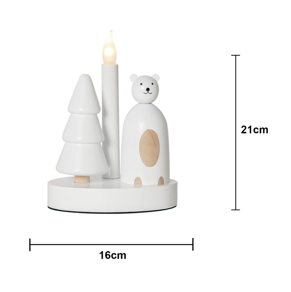 Adventslysestake Isbjørn og gran 16x10x21 cm