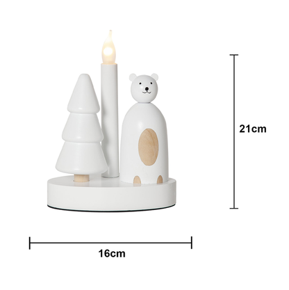 Adventslysestake Isbjørn og gran 16x10x21 cm