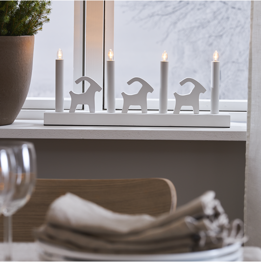 Adventslysestake Bruse 43x7x17,5 cm hvit