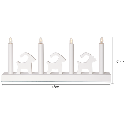 Adventslysestake Bruse 43x7x17,5 cm hvit